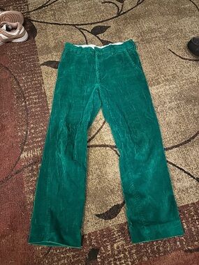 Men's Green Corduroy Pants - Classic Fit 30x32
